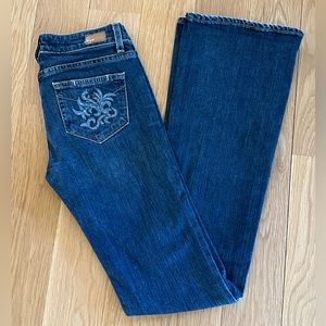 Paige Premium Denim Hollywood Hills Sz 26 Inseam 33 Bootcut Flare Embroidered